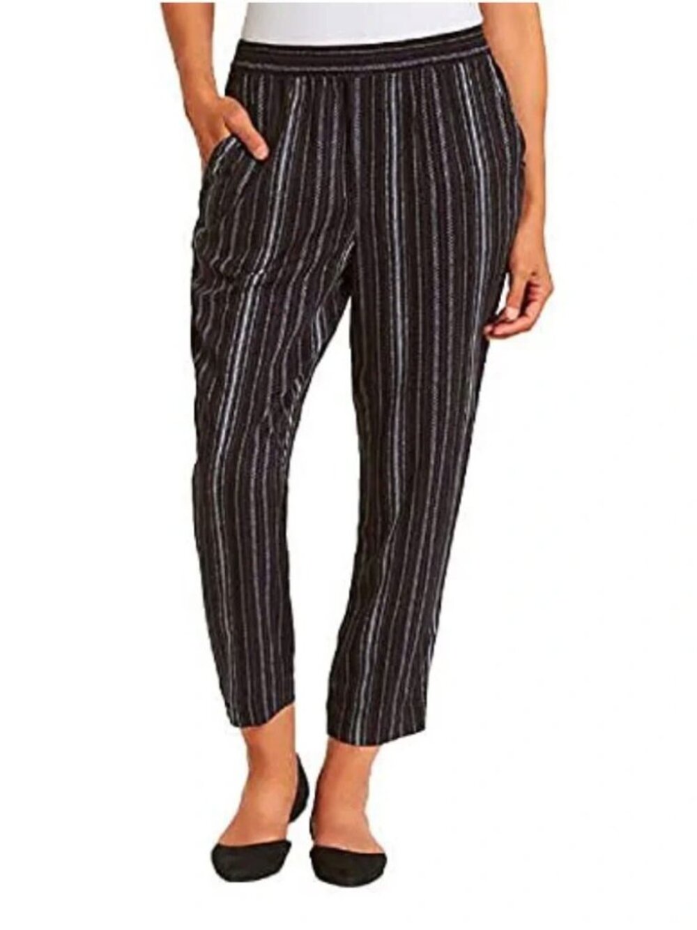 ✨ NWT Jessica Simpson Cadie Crop Palazzo Pants – Black Stripe (Size M) ✨